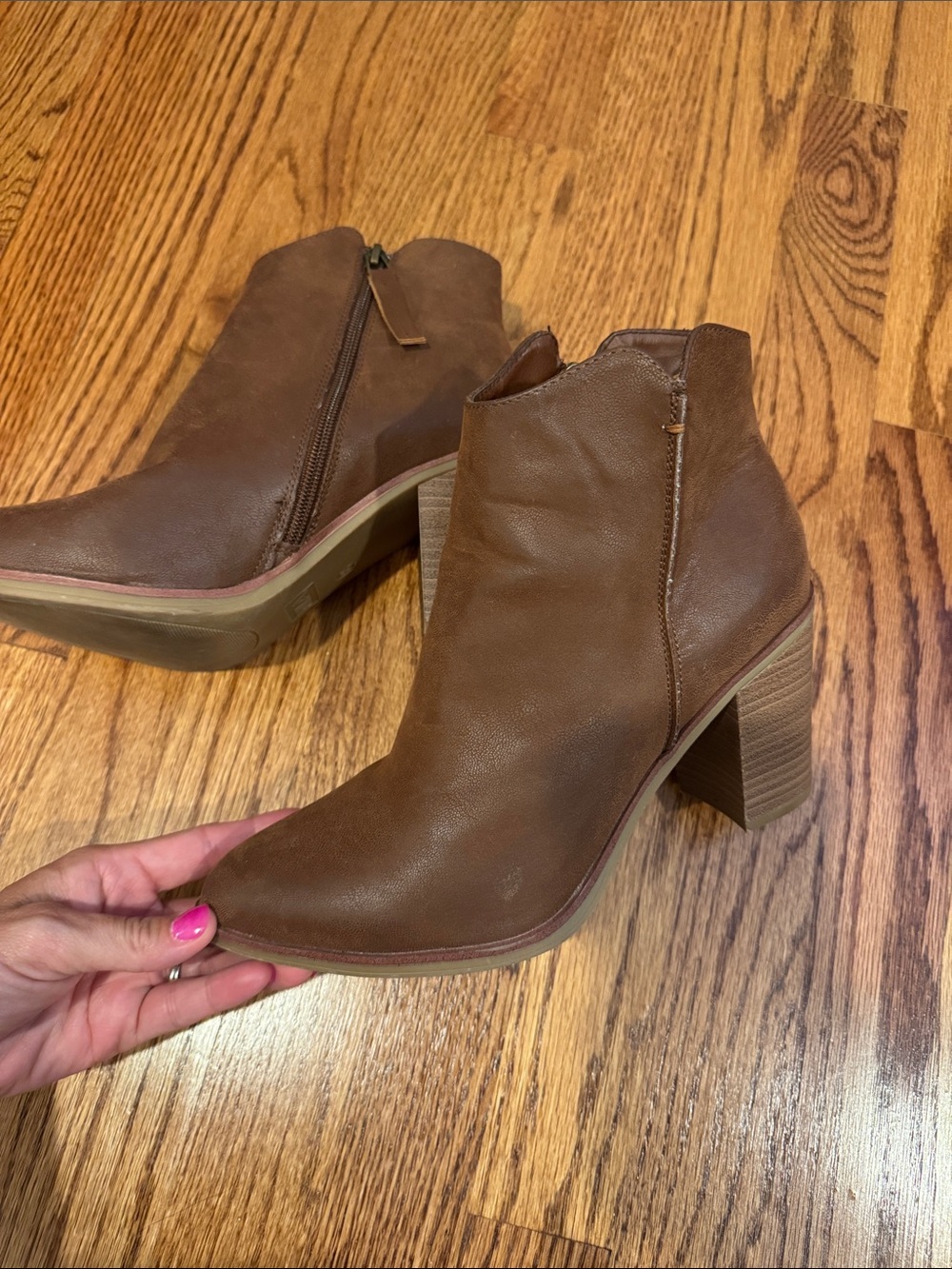 Mia | Women's Ankle Boots in brown with Pointed Toe Block Heel